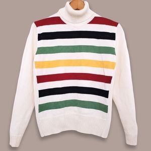 Pendleton Glacier Park Striped Turtleneck Sweater Sz L Merino Wool